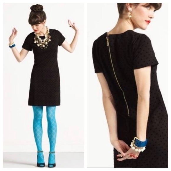 Kate Spade Gail Black Polka-Dot Shift Dress Size M - Picture 1 of 9